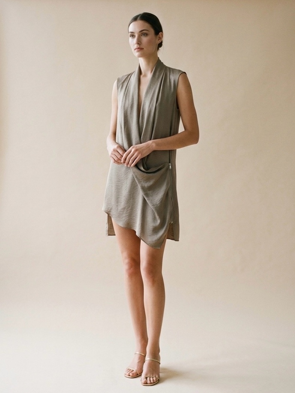Rudsak Sleeveless Draped Asymmetrical Tunic Dress Top Size Small